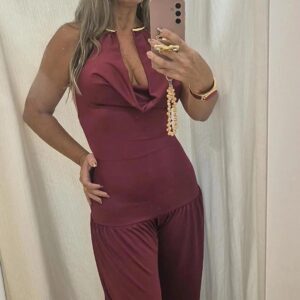 macacão aladim, lycra, na cor marrom. u