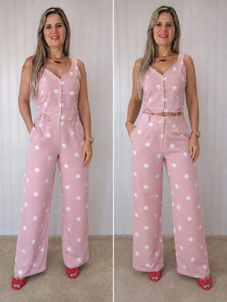Conjunto calça e colete.